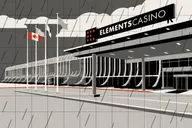 Elements Casino Surrey entrance canopy and flagpoles