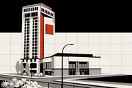 Grand Villa hotel tower with its light band